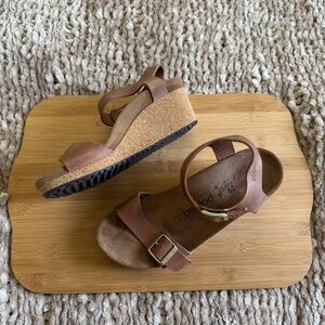 Birkenstock Papillio Soley Wedges Brown Leather Size 39/8